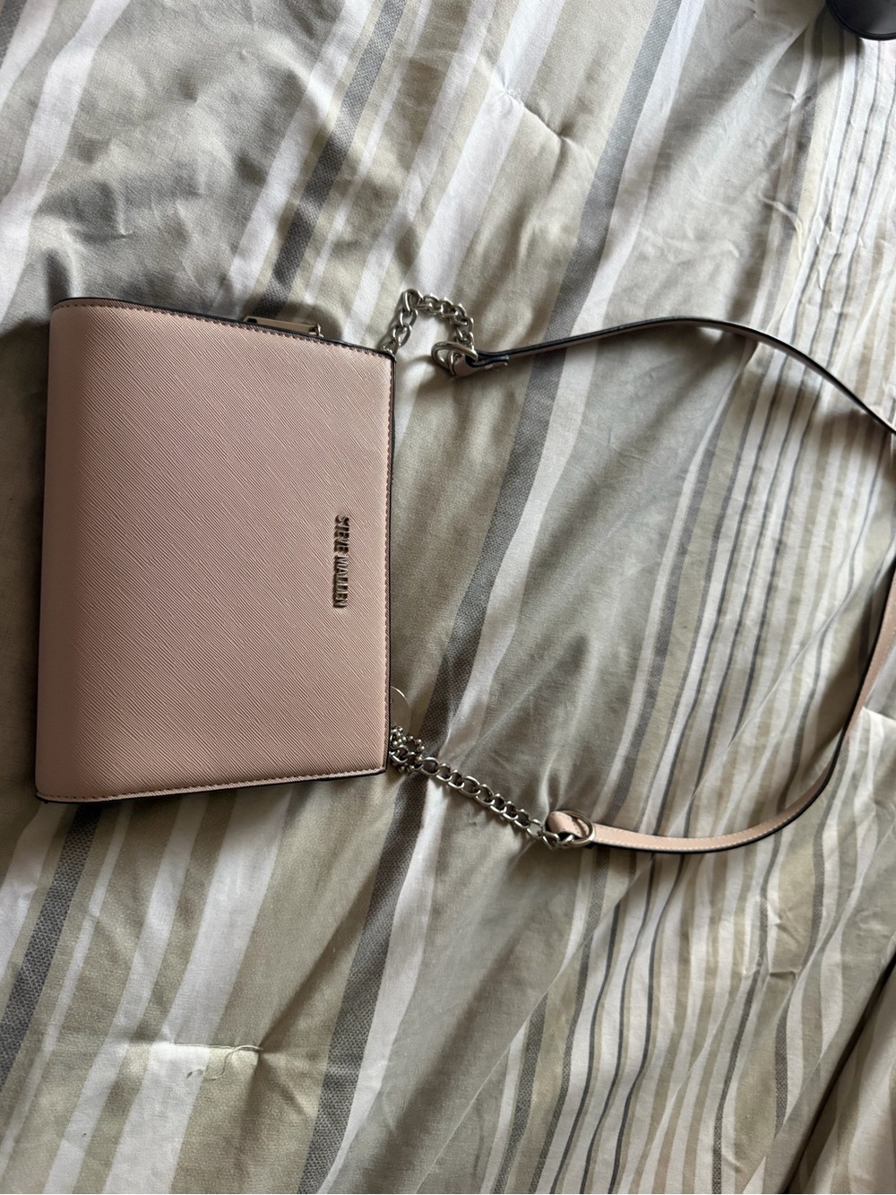 Steve Madden Pale Pink Saffiano Crossbody with Chain Strap